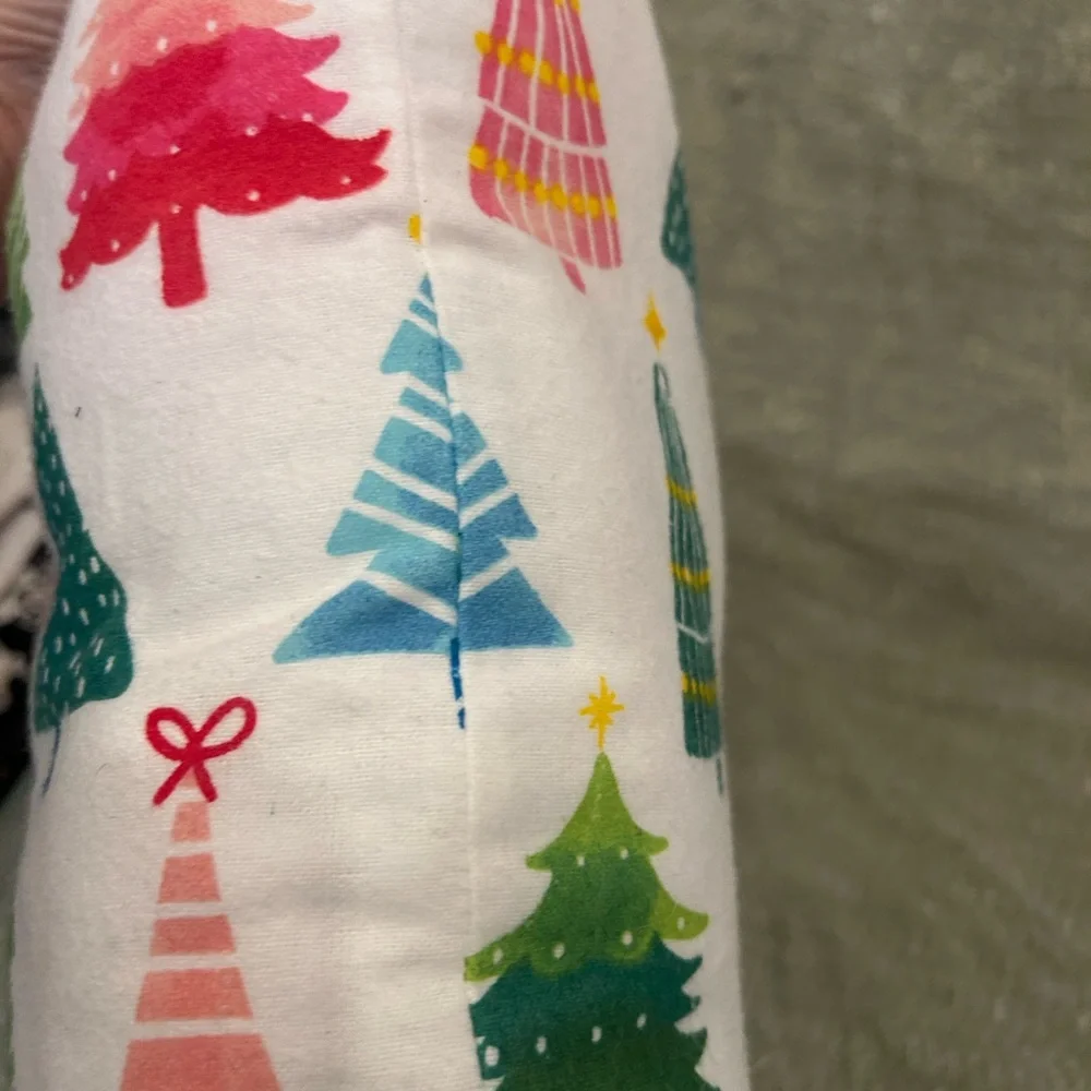 Festive Christmas Tree Pillow in soft flannel. 18”x18”.